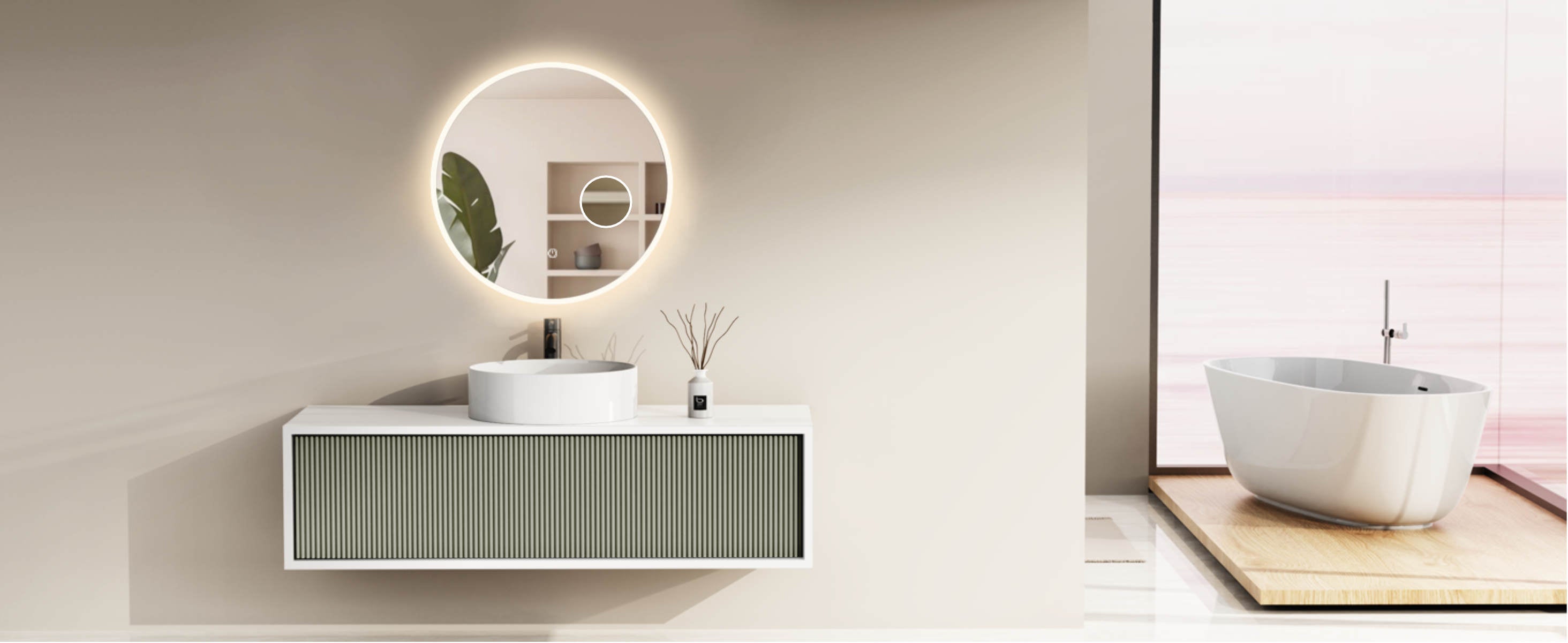 LED Badspiegel, design runder Badspiegel, Badspiegel mit led Beleuchtung