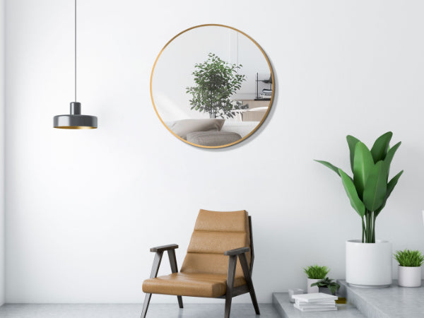 Dekor runder Wandspiegel, runder Spiegel mit Gold Metall Rahmen