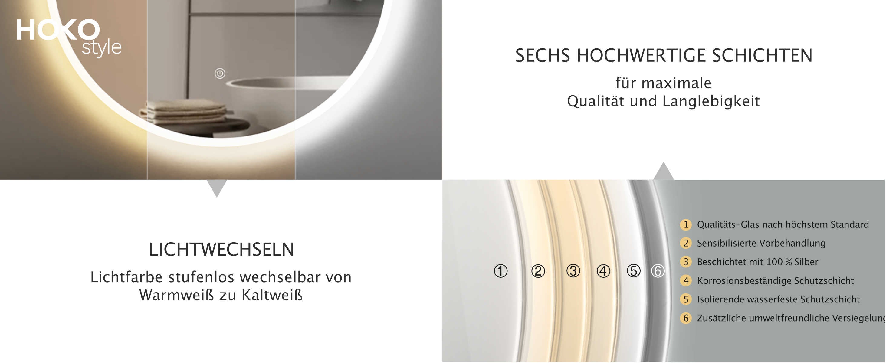 LED Badspiegel, design runder Badspiegel, Badspiegel mit led Beleuchtung