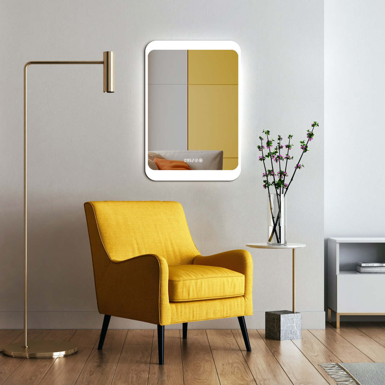 LED Badspiegel, Digital Uhr, Antibeschlag Funktion