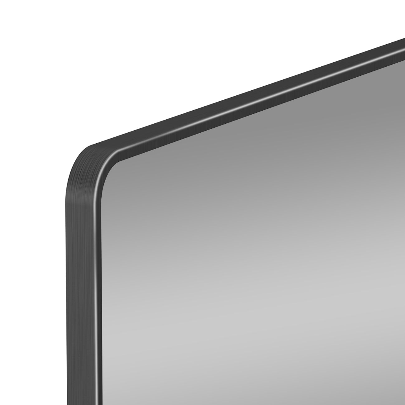 LED wall mirror with black metal frame, light changing