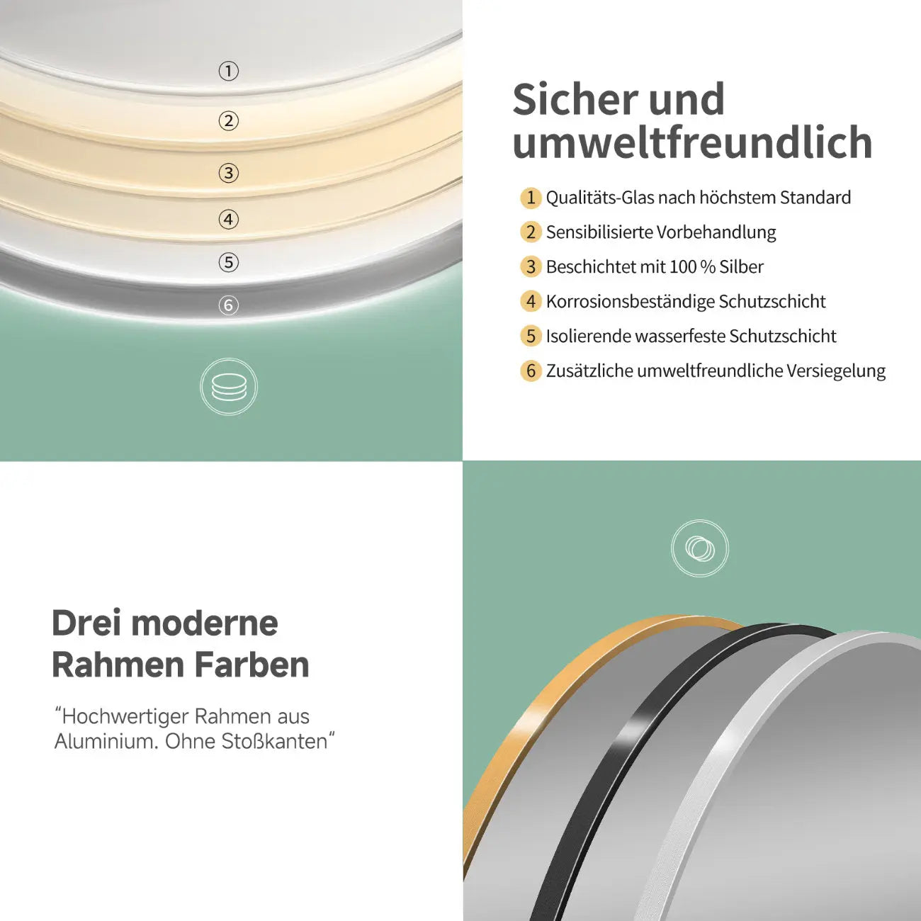 ANTIBESCHLAG LED Badspiegel oval mit Weiß RAHMEN, Lichtwechsel - HOKO-Style