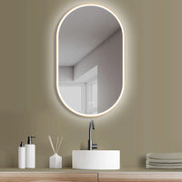 ANTI-FOG oval bath mirror with LED lighting with gold frame + light change
