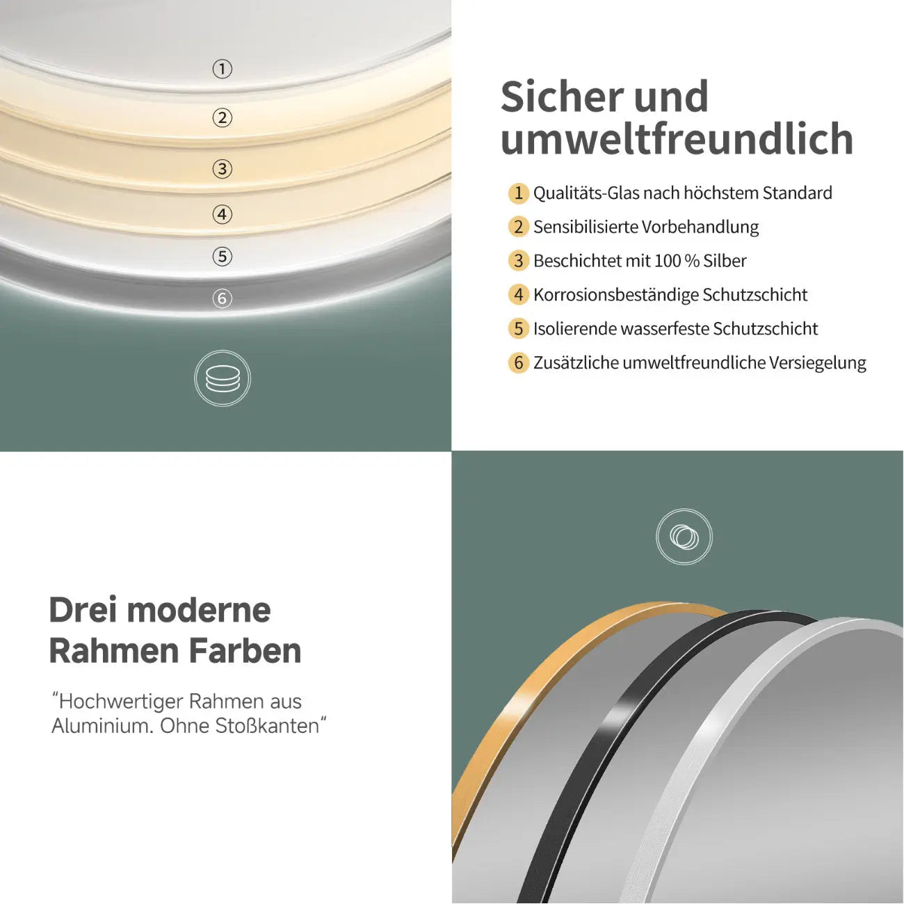 ANTIBESCHLAG oval Badespiegel mit LED Beleuchtung mit Weiß RAHMEN - HOKO-Style