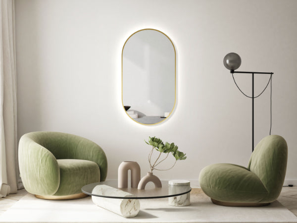 LED Badspiegel, design oval Dekor Spiegel, Badspiegel mit led Beleuchtung