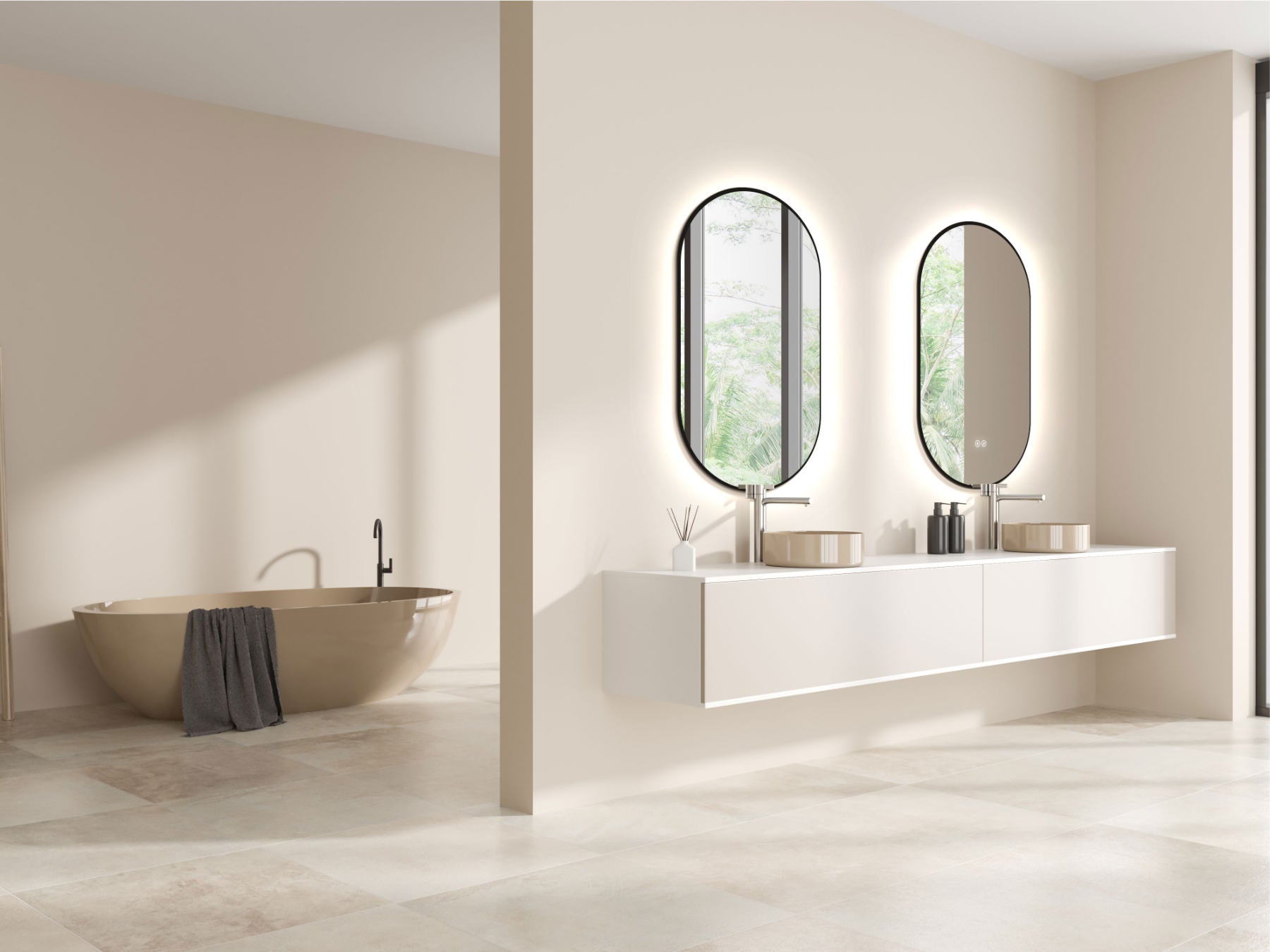 LED Badspiegel, design oval Dekor Spiegel, Badspiegel mit led Beleuchtung