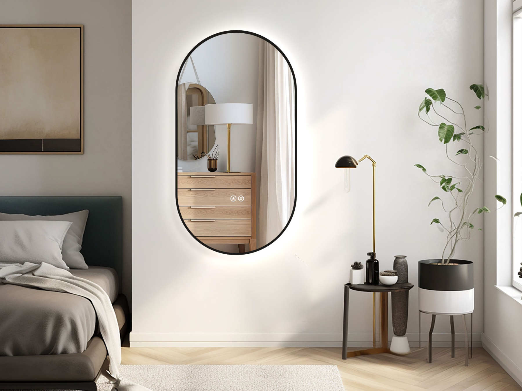 LED Badspiegel, design oval Badspiegel, Badspiegel mit led Beleuchtung