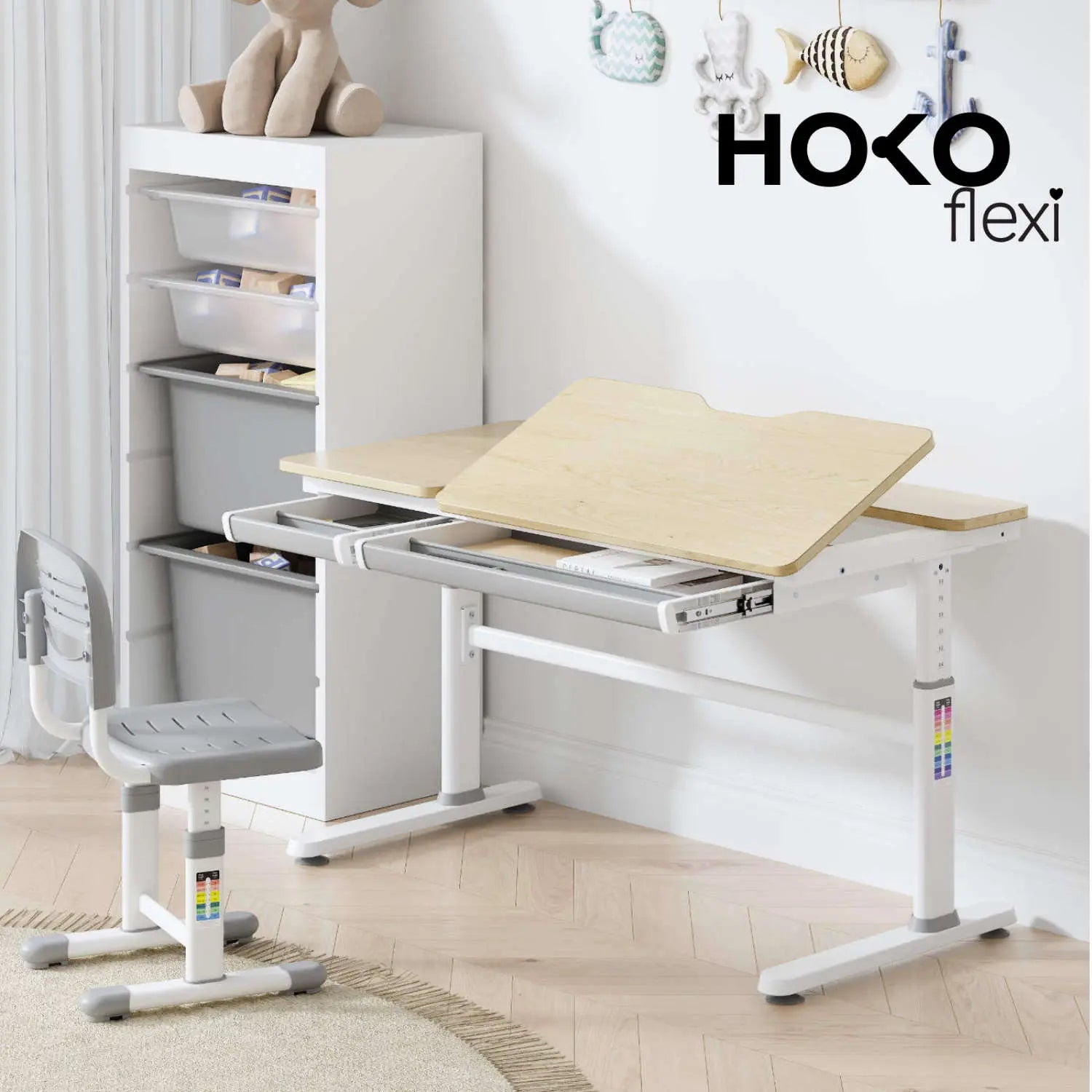 CELIN-Ergo-Study-Table manuell höhenverstellbar Kinder-Schreibtisch mit verstellbarer Tischplatte - HOKO-Style