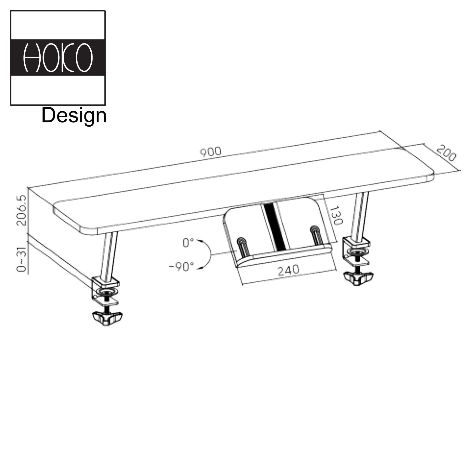 HOKO® Ergo-Study-Table COMPAKT. Höhenverstellbar Kinderschreibtisch mit Verstellbarer Tischplatte und mit Buchstütze