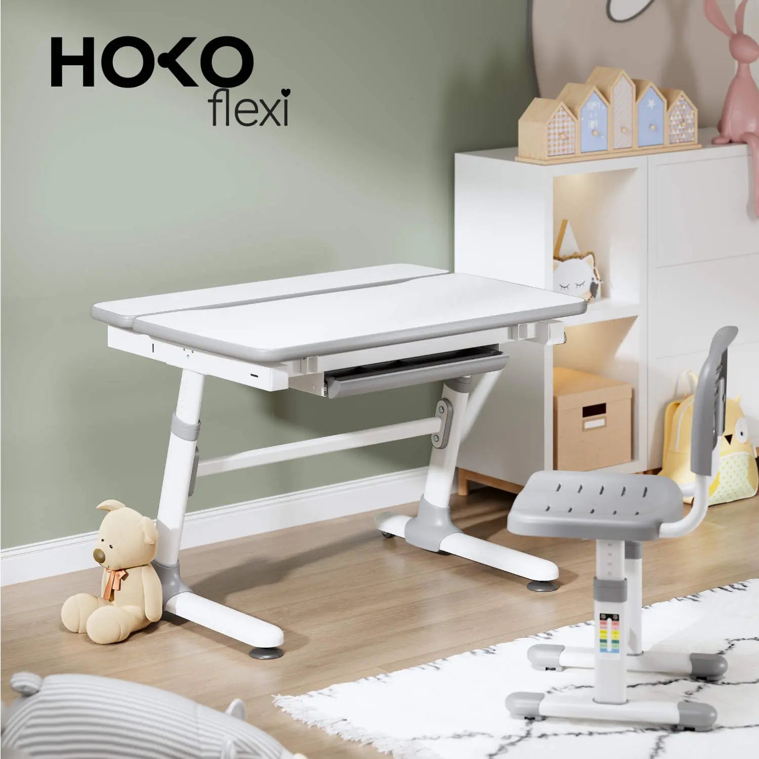 JOJO - ERGO-Learning-Table manuell Höhenverstellbar Kinder-Schreibtisch mit Verstellbarer Tischplatte - HOKO-Style