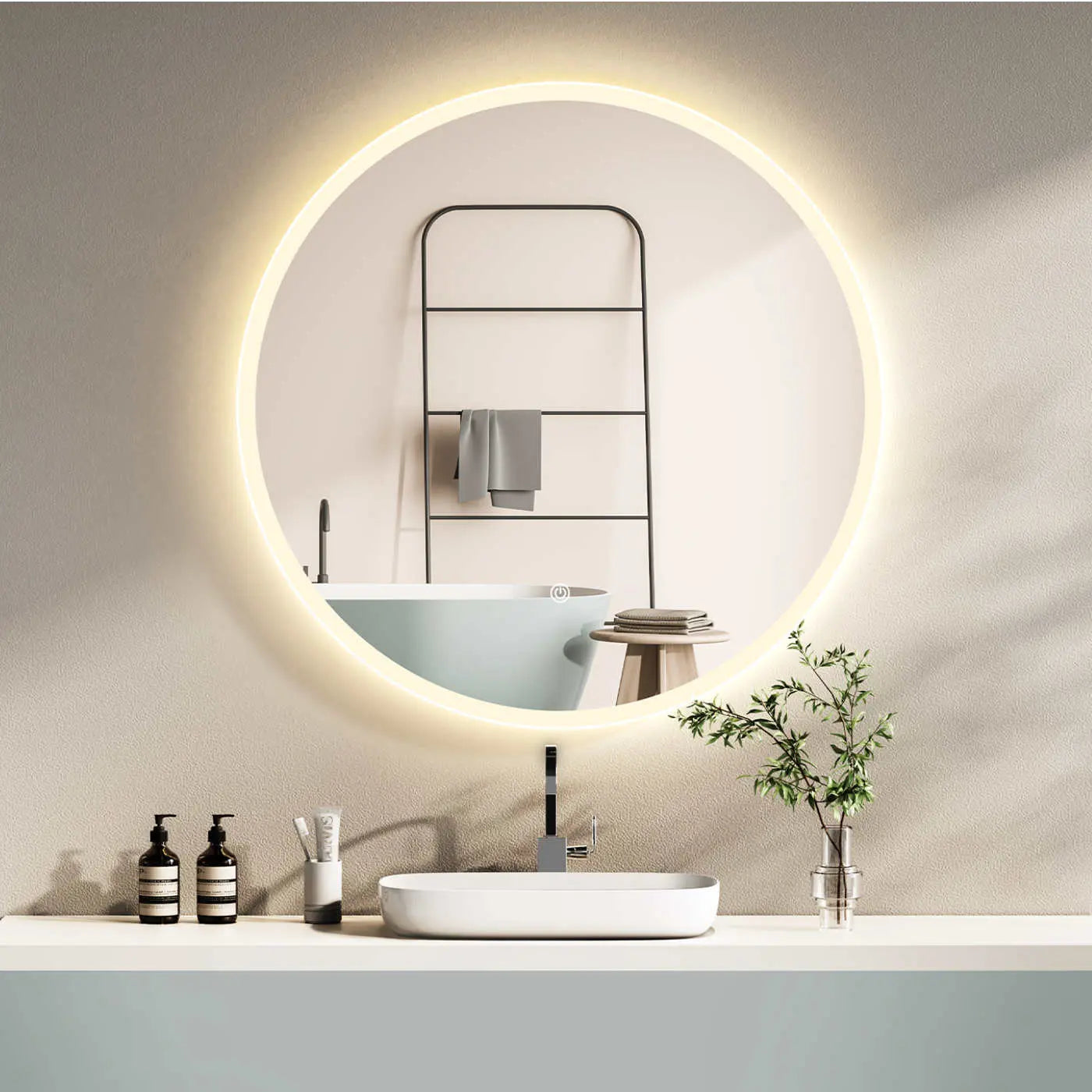 LED Rundspiegel für Badezimmer mit Lichtwechsel Warmweiß / Kaltweiß - HOKO-Style