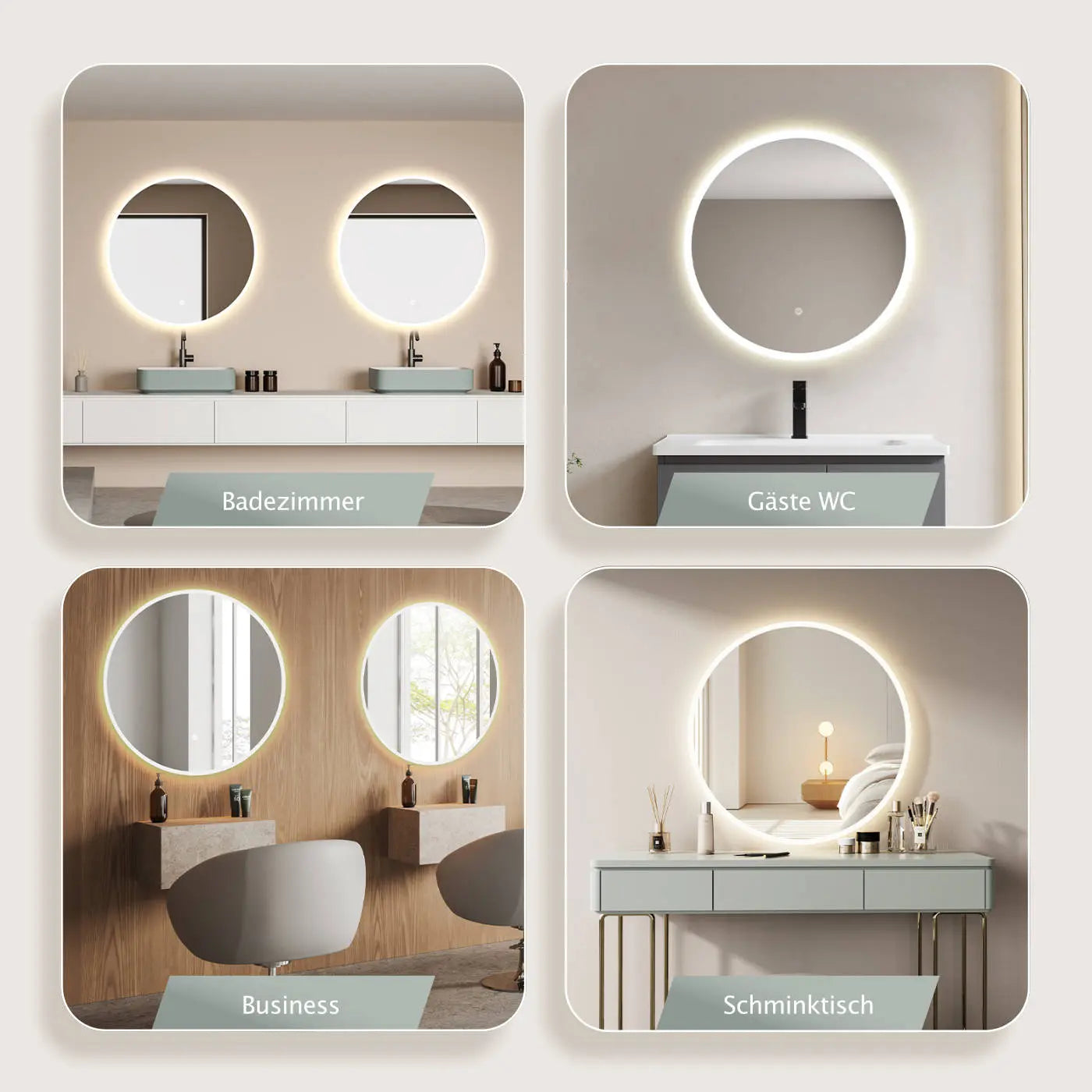 LED Rundspiegel für Badezimmer mit Lichtwechsel Warmweiß / Kaltweiß - HOKO-Style