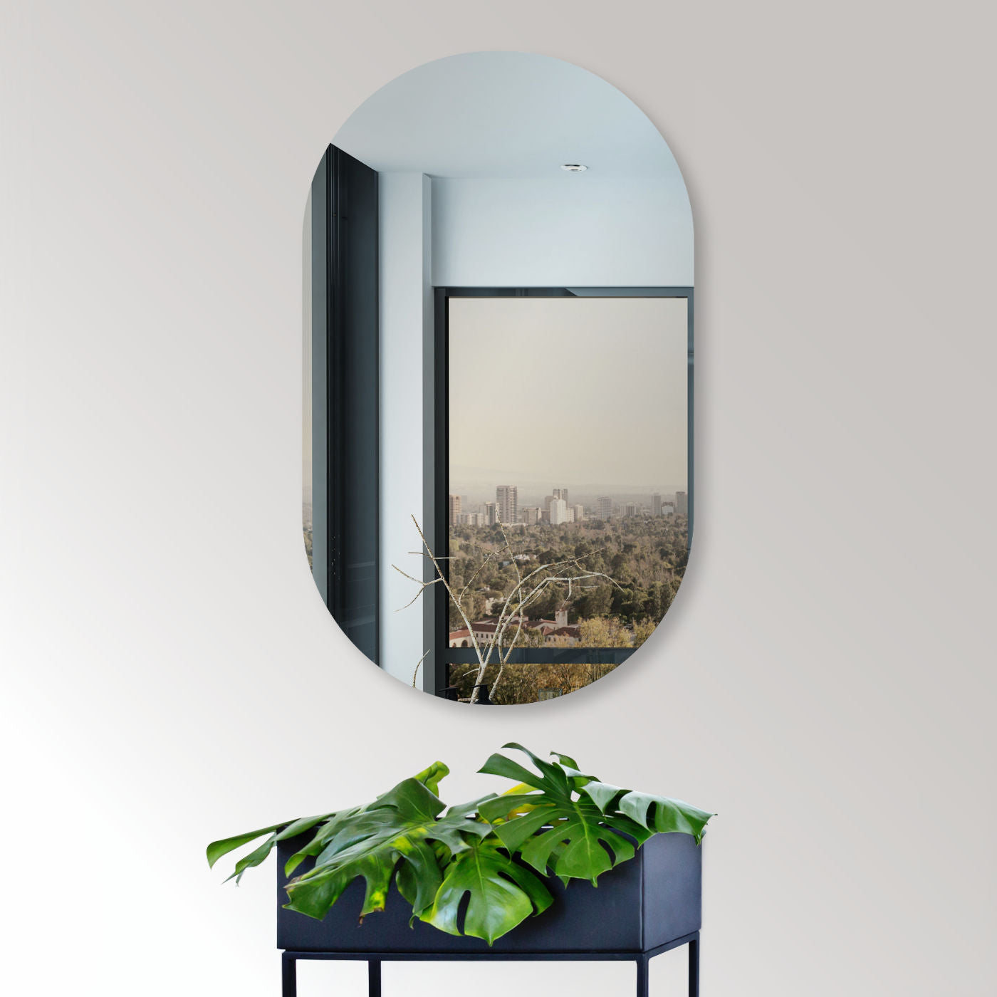 Design wall mirror oval. Vertical & horizontal hanging. Oval rimless bathroom mirror, hallway mirror, bedroom mirror.