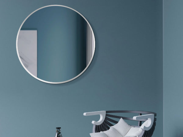 Dekor runder Wandspiegel, runder Spiegel mit Weiß Metall Rahmen