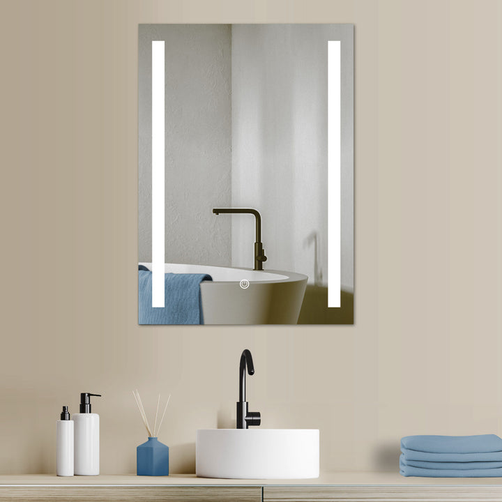 LED bathroom mirror dimmable + light change warm white / cold white. Side lit.