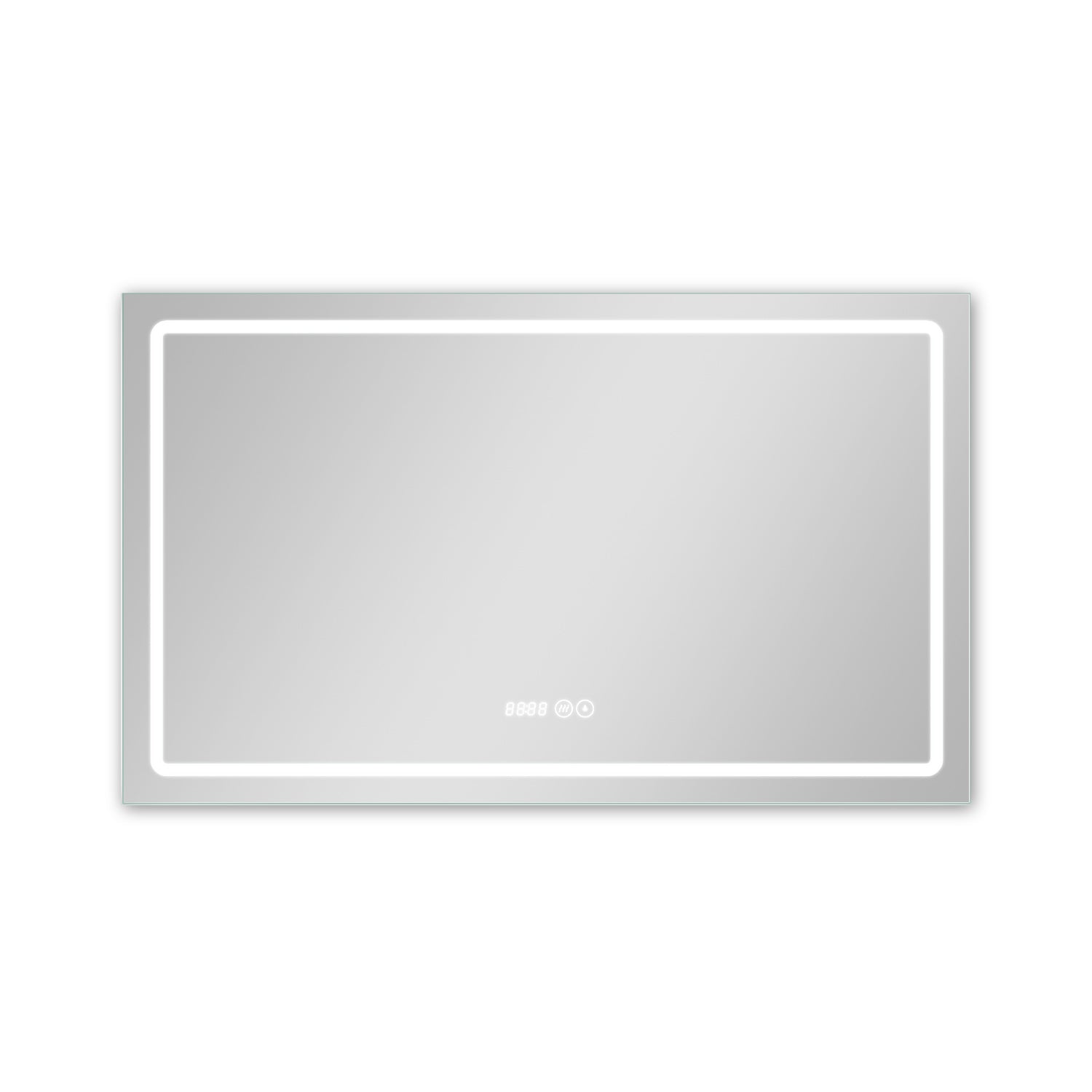 ANTI-FOG large LED bathroom mirror 100x60 cm.  DIGITAL CLOCK. XL bathroom mirror + touch switch + LED change - warm white - cool white - neutral