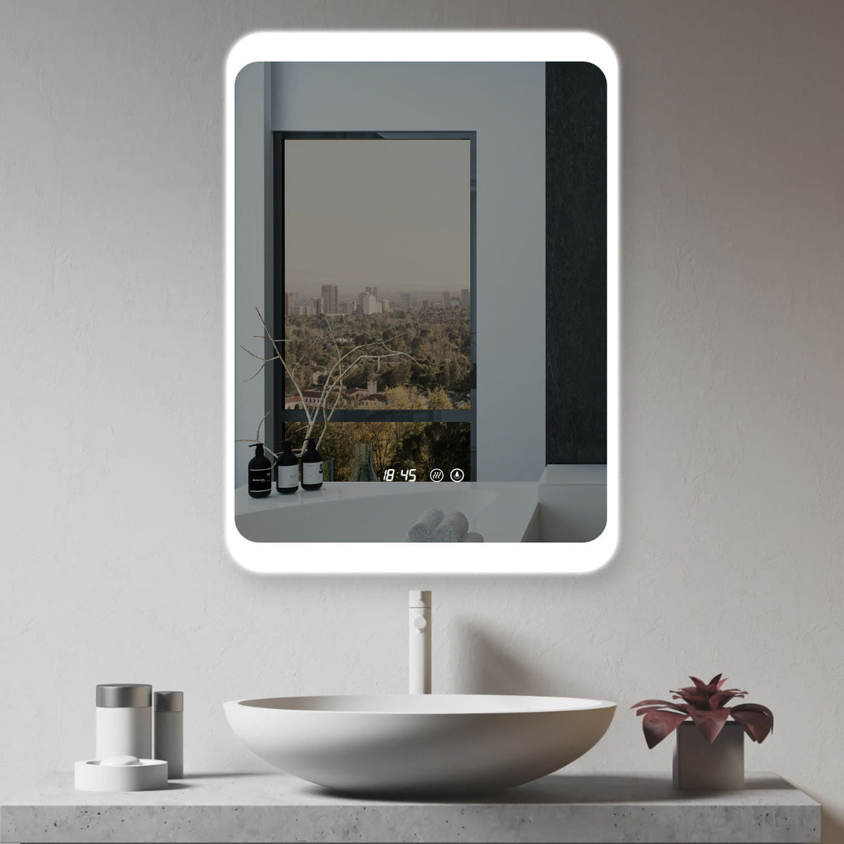 HySail Badspiegel Mit LED Beleuchtung - 5mm Silber Spiegel Mit Anti-Beschlag Funktion