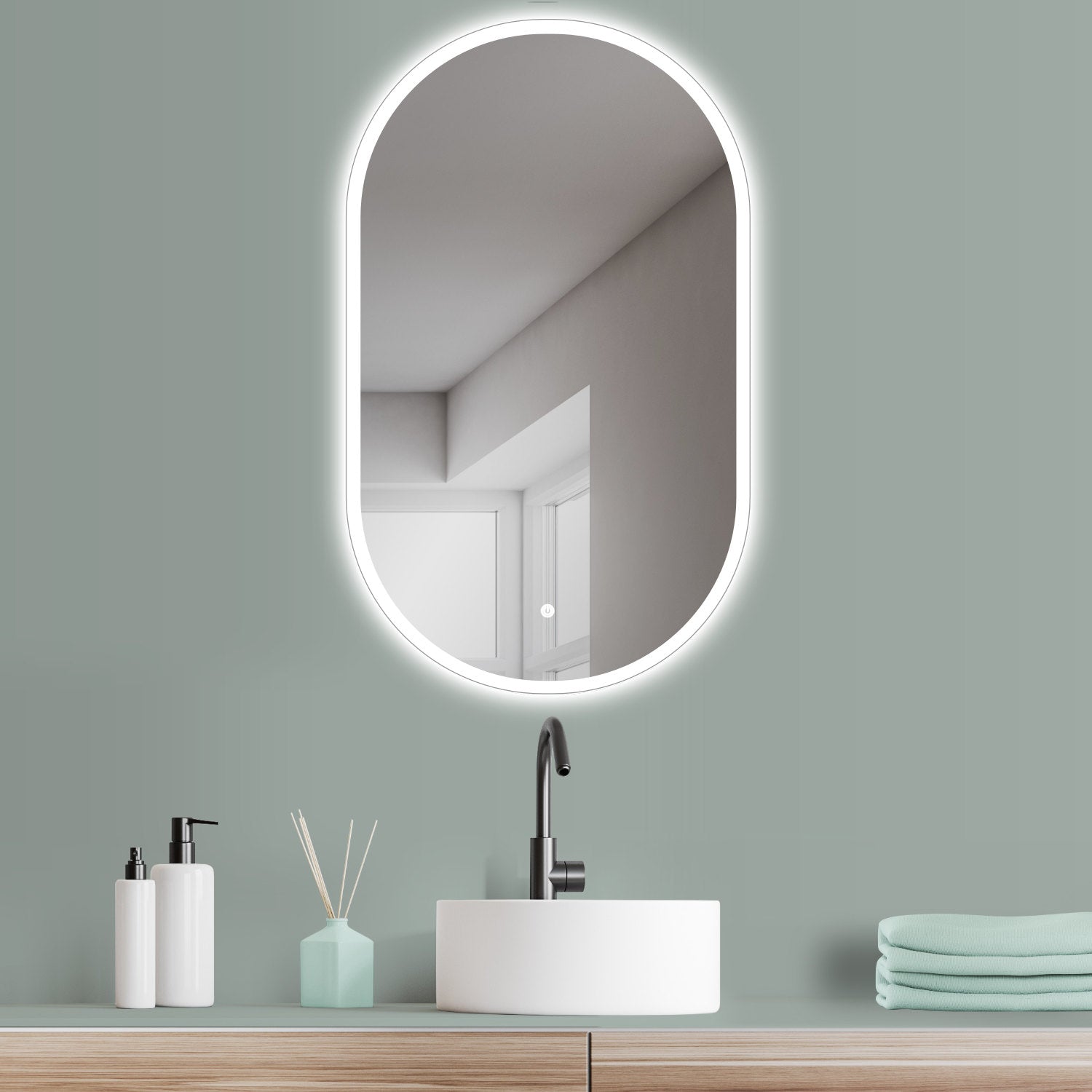 Dekor Spiegel, oval Badspiegel mit LED