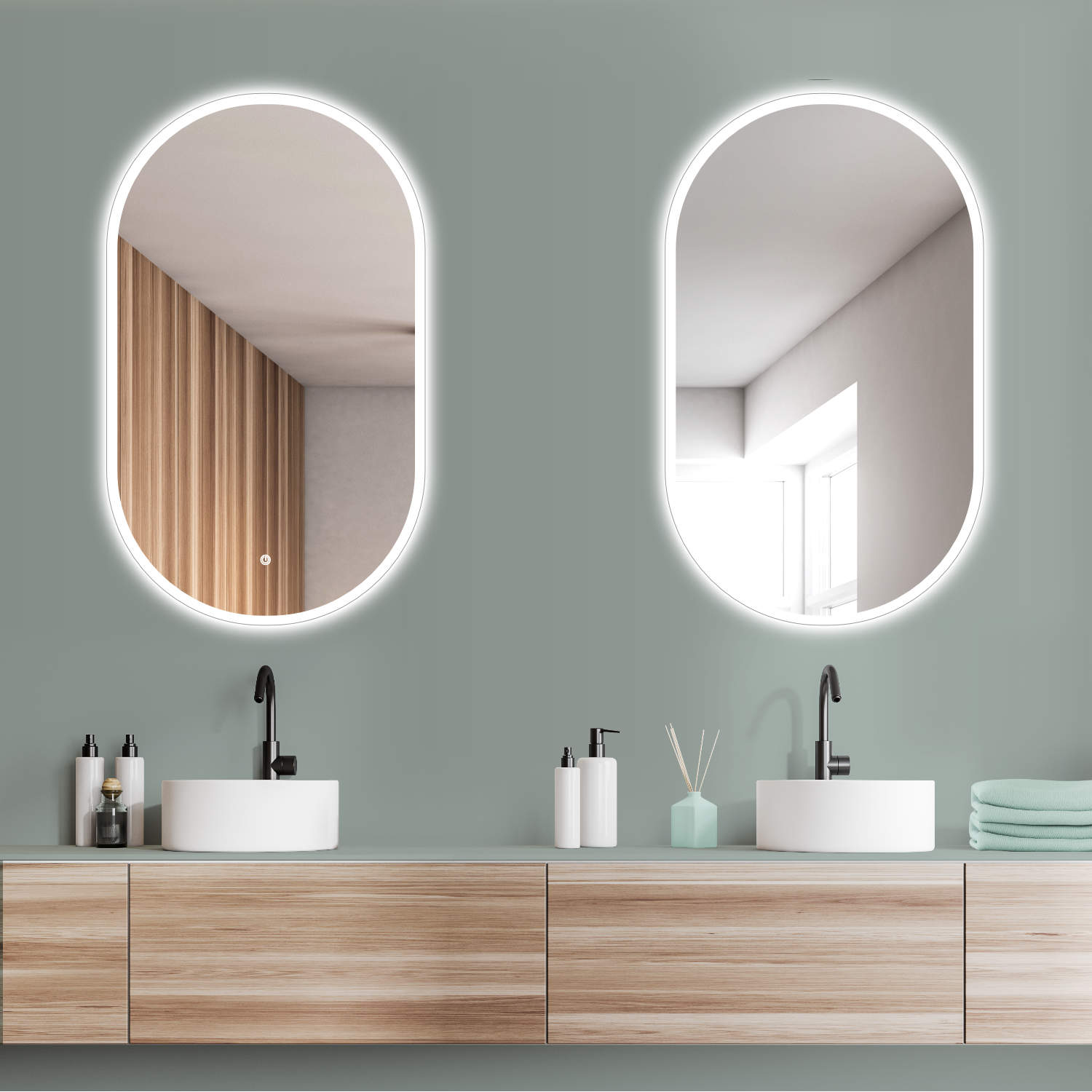 Dekor Spiegel, oval Badspiegel mit LED