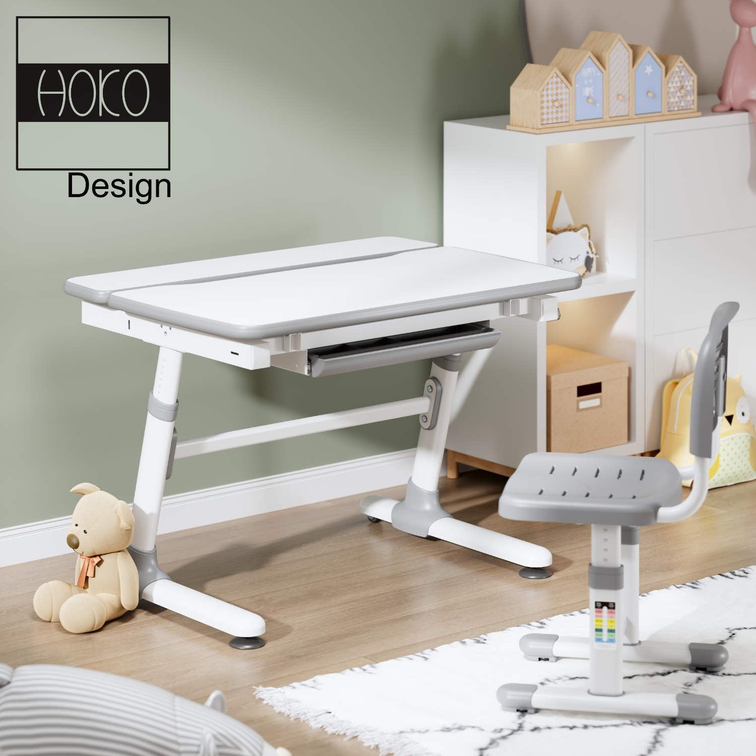 ERGO height-adjustable children's desk with adjustable table top