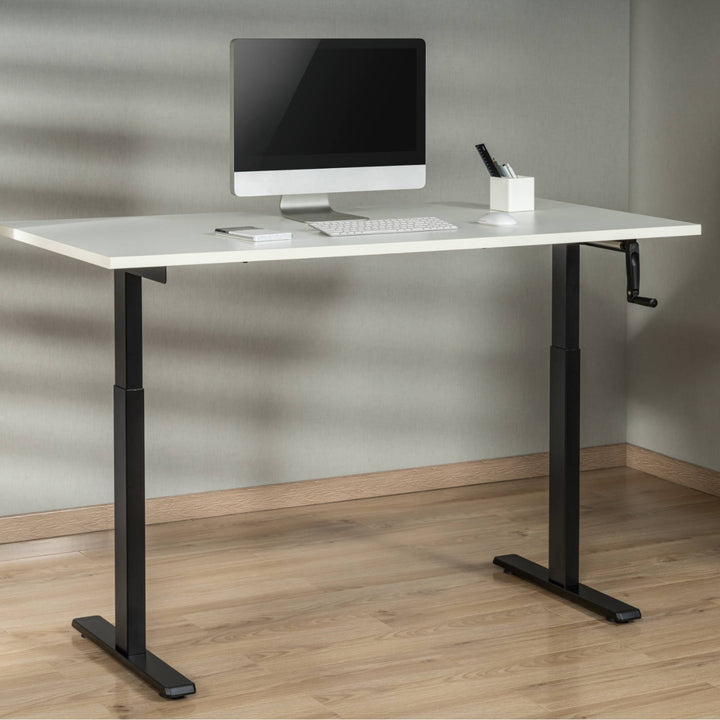 ERGO-WORK-TABLE BASIC Height-adjustable desk frame with crank manual operation, black